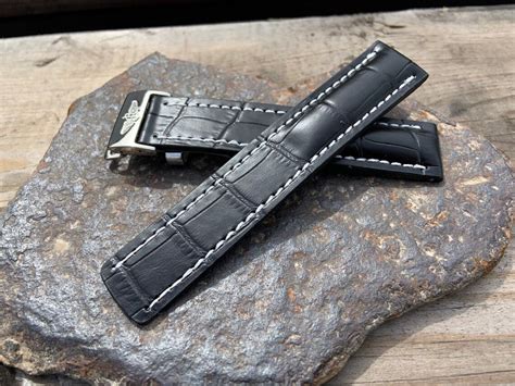 breitling lederarmband schwarz|Breitling leather straps.